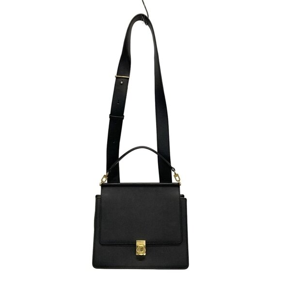 Polene Numero Sept Textured Black Leather Handbag - Picture 1 of 16